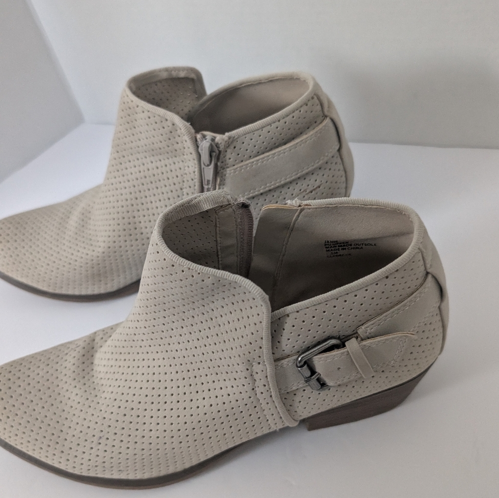 Falls Creek Perforated Ankle Booties in Light Cream